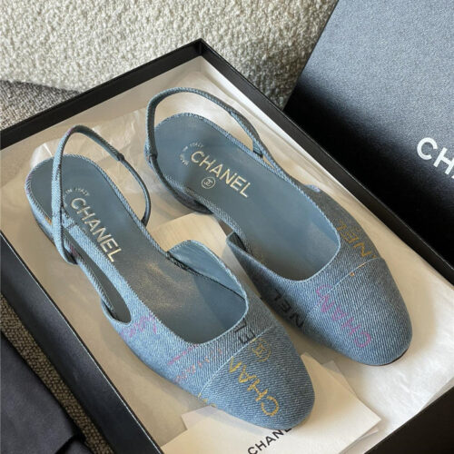 High Quality Luxury Chanel Denim Alphabet Graffiti Slingback Sandals – Style 66118