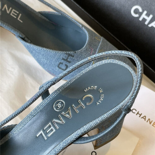 High Quality Luxury Chanel Denim Alphabet Graffiti Slingback Sandals product detail