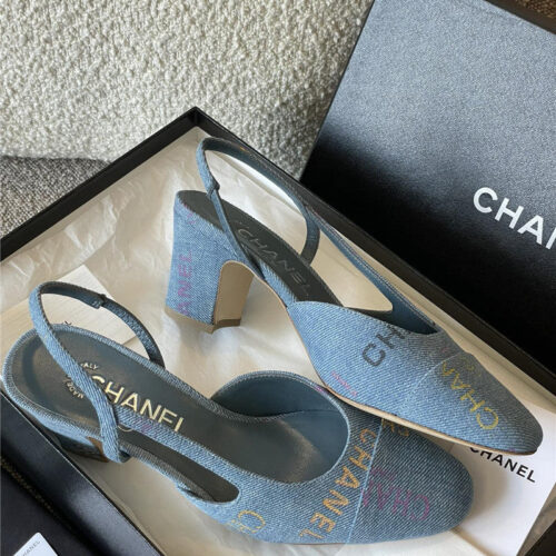 High Quality Luxury Chanel Denim Alphabet Graffiti Slingback Sandals product detail