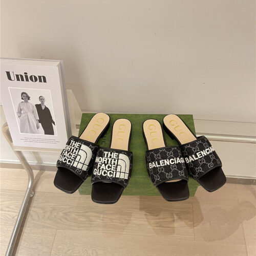 High Quality Luxury Gucci Denim Pattern Embroidery Slippers product detail