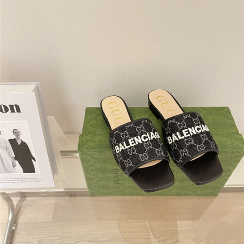 High Quality Luxury Gucci Denim Pattern Embroidery Slippers – Style 23283