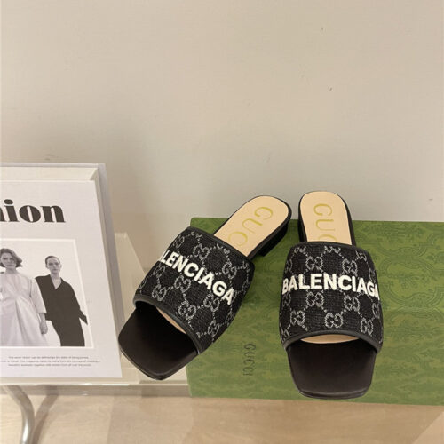 High Quality Luxury Gucci Denim Pattern Embroidery Slippers – Style 23283 product detail