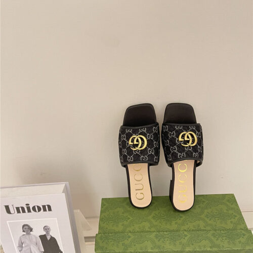 High Quality Luxury Gucci Denim Pattern Embroidery Slippers – Style 21587 product detail