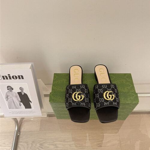 High Quality Luxury Gucci Denim Pattern Embroidery Slippers – Style 21587
