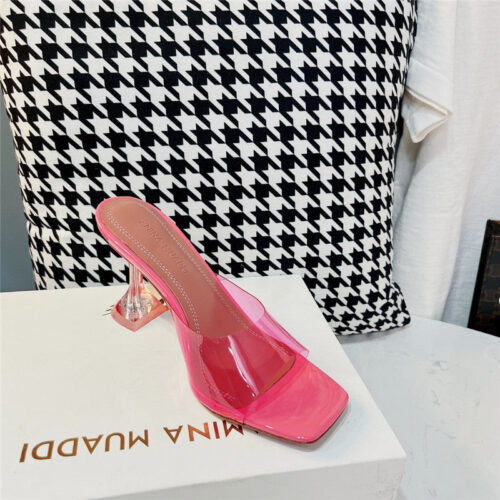 High Quality Luxury Amina Muaddi Pvc Heel Pumps – Style 53987 product detail