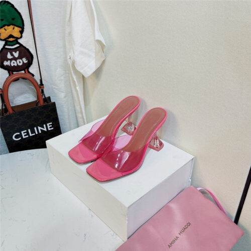 High Quality Luxury Amina Muaddi Pvc Heel Pumps – Style 53987 product detail