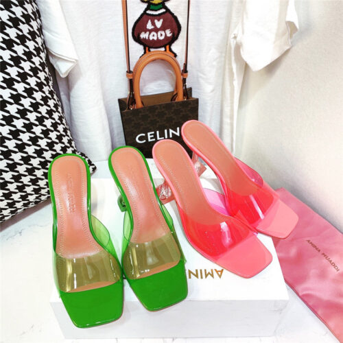 High Quality Luxury Amina Muaddi Pvc Heel Pumps – Style 53987 product detail