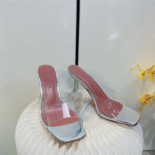 High Quality Luxury Amina Muaddi Pvc Heel Pumps – Style 17827 product detail