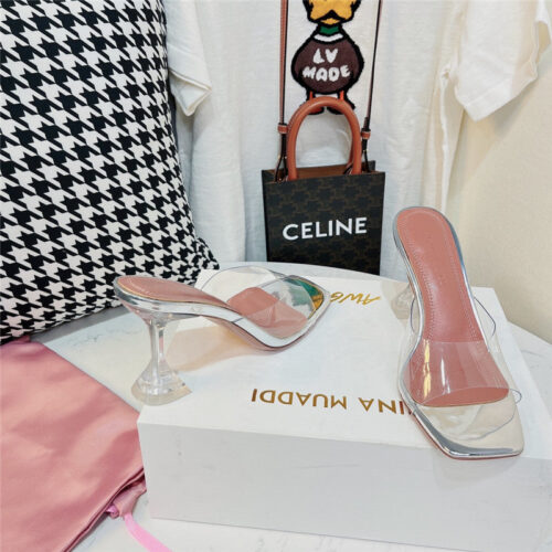 High Quality Luxury Amina Muaddi Pvc Heel Pumps – Style 17827 product detail