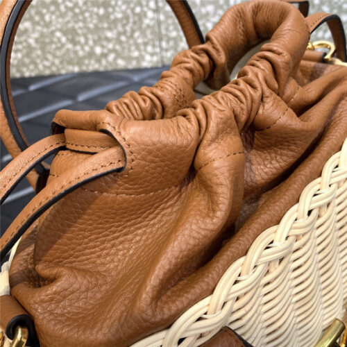 High Quality Luxury Valentino Vlogo Signature Wicker Bucket Bag product detail