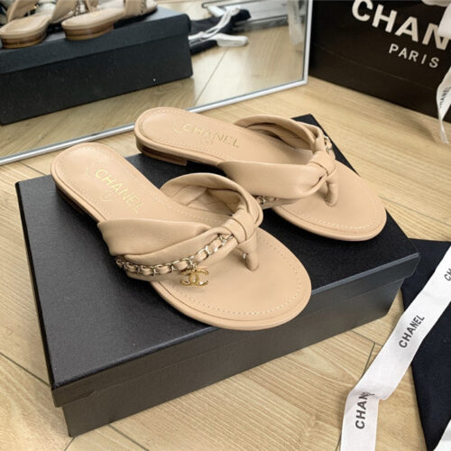 High Quality Luxury Chanel Flat Chain Slippers