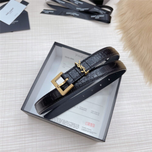 High Quality Luxury YSL Crocodile Grain Top Layer Leather Belt – Style 88102 alternate view