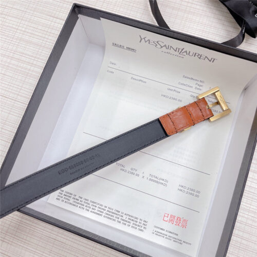 High Quality Luxury YSL Crocodile Grain Top Layer Leather Belt – Style 55334 product detail