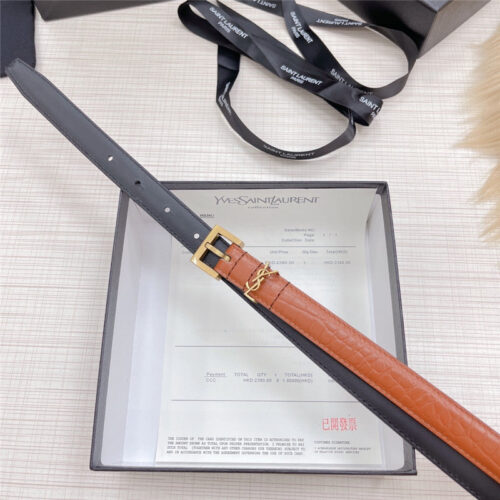 High Quality Luxury YSL Crocodile Grain Top Layer Leather Belt – Style 55334 product detail