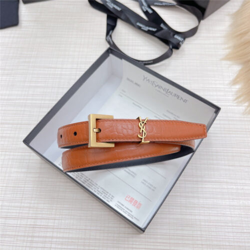 High Quality Luxury YSL Crocodile Grain Top Layer Leather Belt – Style 55334 product detail
