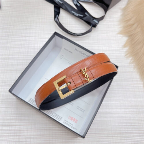 High Quality Luxury YSL Crocodile Grain Top Layer Leather Belt – Style 55334 product detail