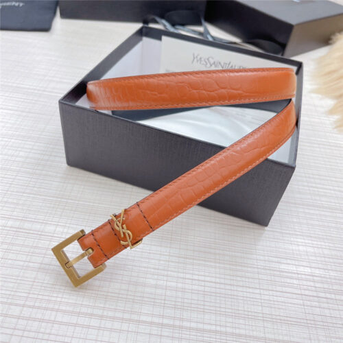 High Quality Luxury YSL Crocodile Grain Top Layer Leather Belt – Style 55334
