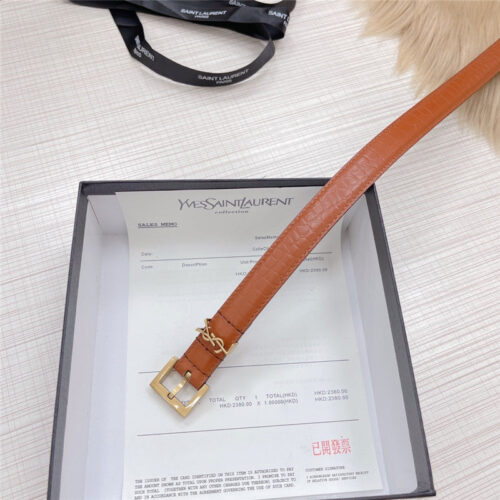High Quality Luxury YSL Crocodile Grain Top Layer Leather Belt – Style 55334 product detail