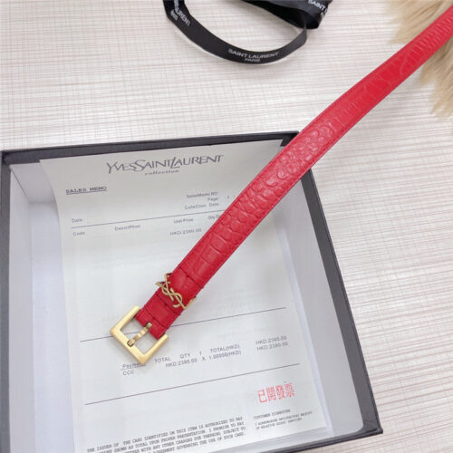 High Quality Luxury YSL Crocodile Grain Top Layer Leather Belt alternate view