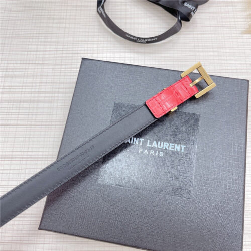 High Quality Luxury YSL Crocodile Grain Top Layer Leather Belt product detail
