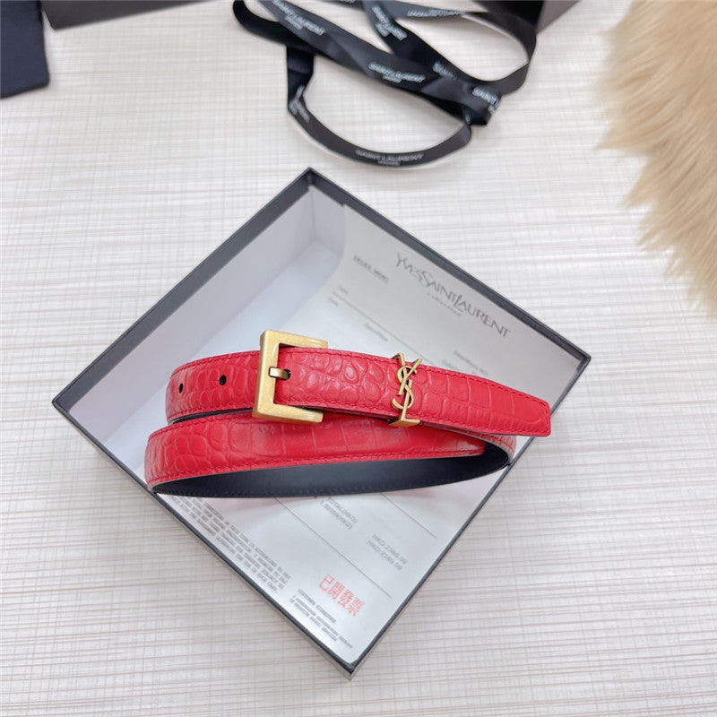 High Quality Luxury YSL Crocodile Grain Top Layer Leather Belt product detail