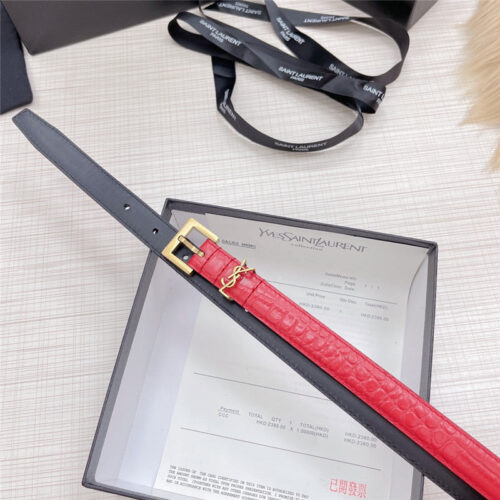 High Quality Luxury YSL Crocodile Grain Top Layer Leather Belt product detail