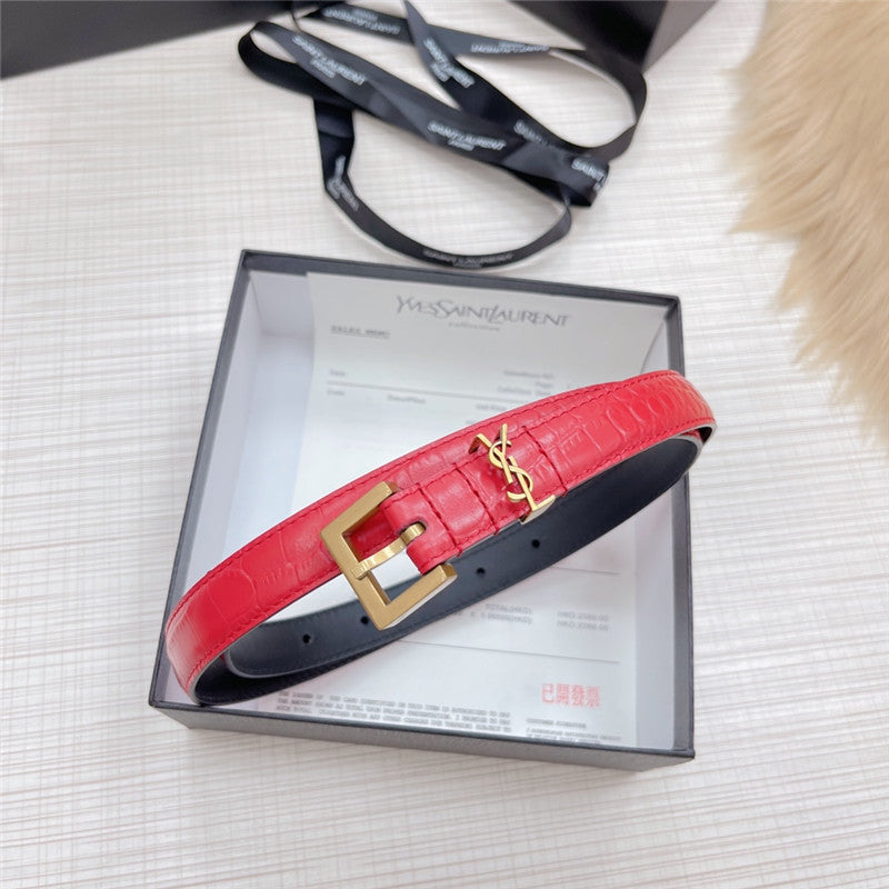 High Quality Luxury YSL Crocodile Grain Top Layer Leather Belt product detail
