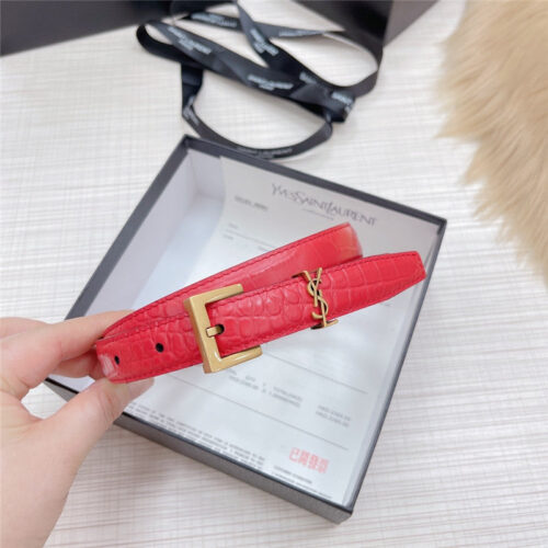 High Quality Luxury YSL Crocodile Grain Top Layer Leather Belt product detail