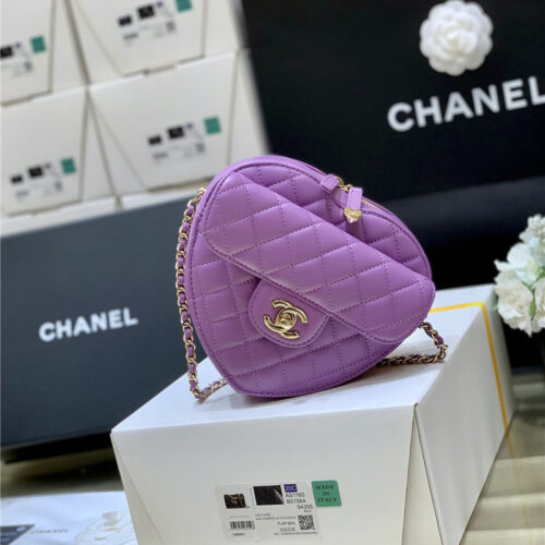 High Quality Luxury Chanel Diamond Heart Bag Purple product detail