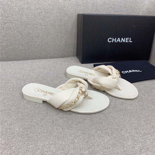 High Quality Luxury Chanel Flip-Flop Chain Sheepskin Slippers – Style 86630