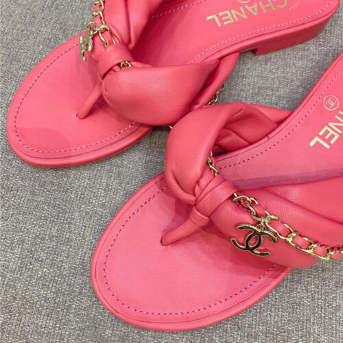 High Quality Luxury Chanel Flip-Flop Chain Sheepskin Slippers – Style 14310 product detail