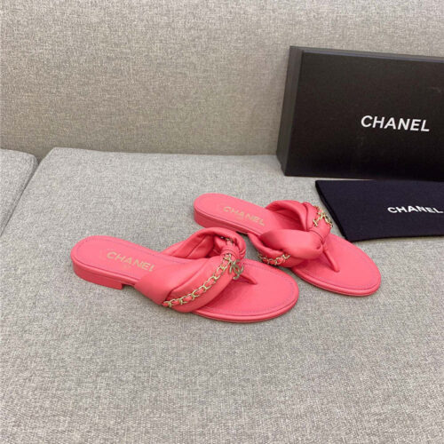 High Quality Luxury Chanel Flip-Flop Chain Sheepskin Slippers – Style 14310