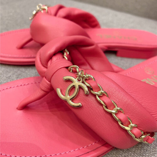High Quality Luxury Chanel Flip-Flop Chain Sheepskin Slippers – Style 14310 product detail