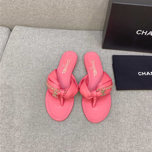 High Quality Luxury Chanel Flip-Flop Chain Sheepskin Slippers – Style 14310 product detail