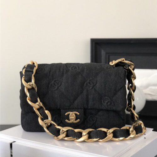 High Quality Luxury Chanel Chunky Chain Denim Bag