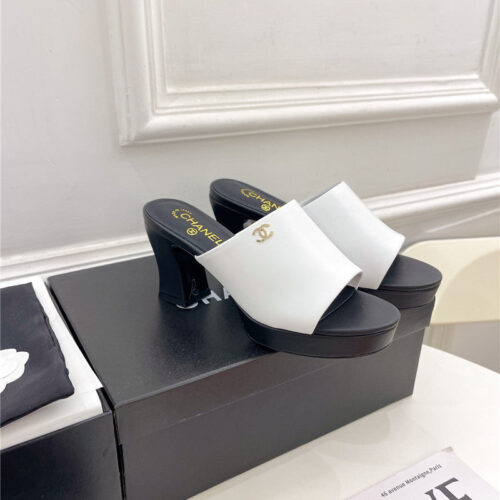 High Quality Luxury Chanel Platform High Heel Slippers – Style 33830