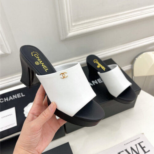 High Quality Luxury Chanel Platform High Heel Slippers – Style 33830 product detail