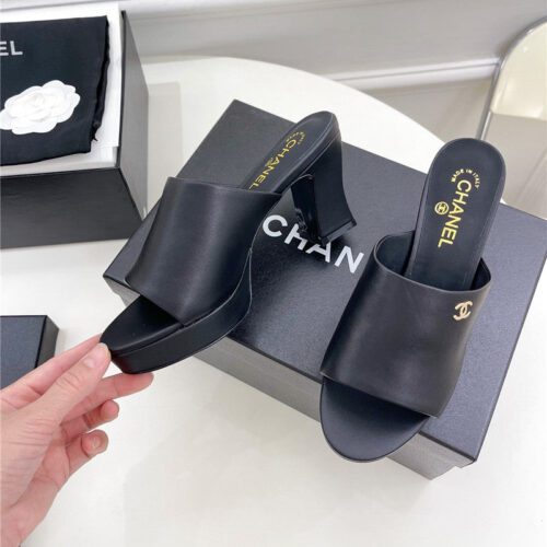 High Quality Luxury Chanel Platform High Heel Slippers – Style 02758 product detail