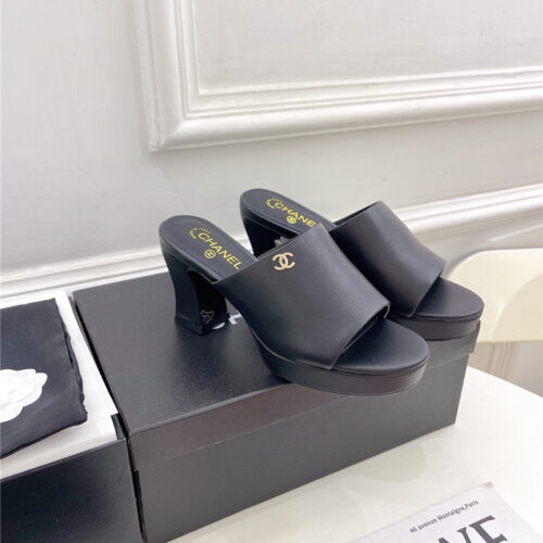 High Quality Luxury Chanel Platform High Heel Slippers – Style 02758