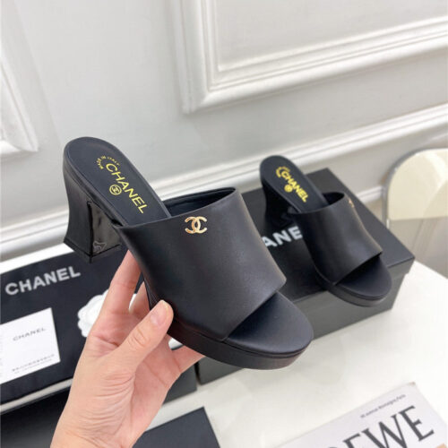 High Quality Luxury Chanel Platform High Heel Slippers – Style 02758 product detail