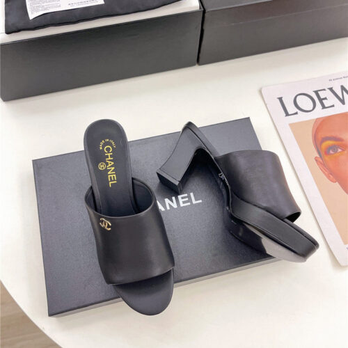 High Quality Luxury Chanel Platform High Heel Slippers – Style 02758 product detail
