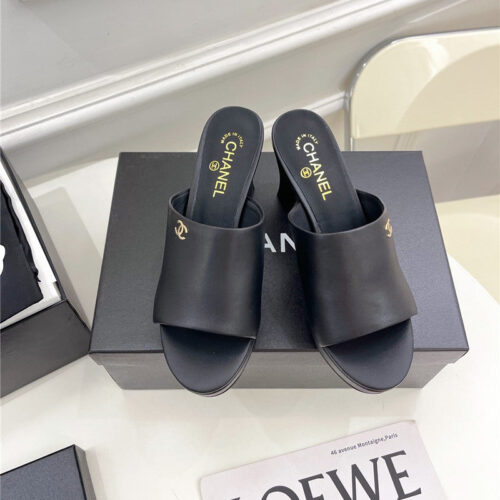 High Quality Luxury Chanel Platform High Heel Slippers – Style 02758 product detail