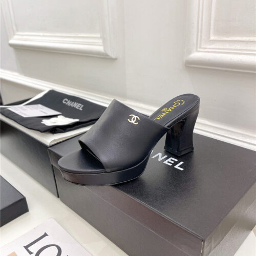 High Quality Luxury Chanel Platform High Heel Slippers – Style 02758 product detail