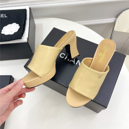 High Quality Luxury Chanel Platform High Heel Slippers – Style 04454 product detail