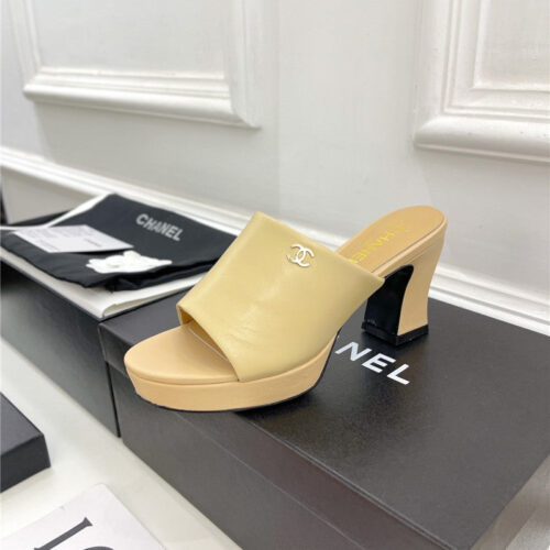High Quality Luxury Chanel Platform High Heel Slippers – Style 04454 product detail