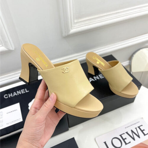 High Quality Luxury Chanel Platform High Heel Slippers – Style 04454 product detail