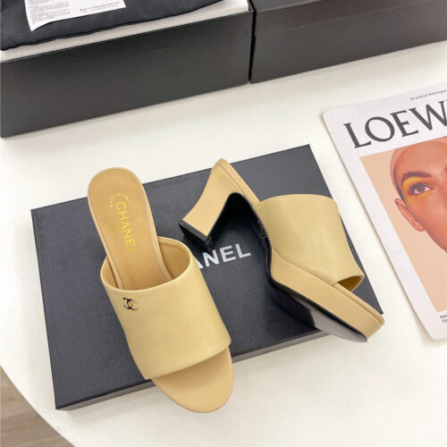 High Quality Luxury Chanel Platform High Heel Slippers – Style 04454 product detail