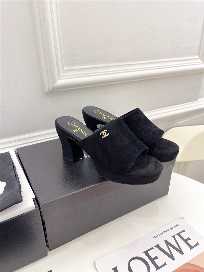 High Quality Luxury Chanel Platform High Heel Slippers