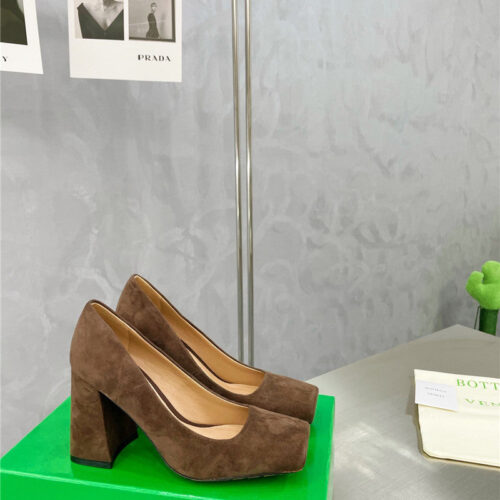 High Quality Luxury Bottega Veneta Square Toe Block Heels