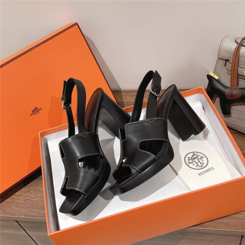 High Quality Luxury Hermes Chunky Heel Sandals – Style 25923 product detail
